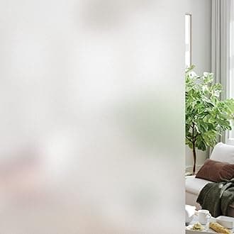 HIDBEA Frosted Window Privacy Film Heat Control UV Blocking, Static Cling Non-Adhesive Reusable Door coverings for Bathroom Home Office (Frosted 17.3 Inch x 13.1 Feet)