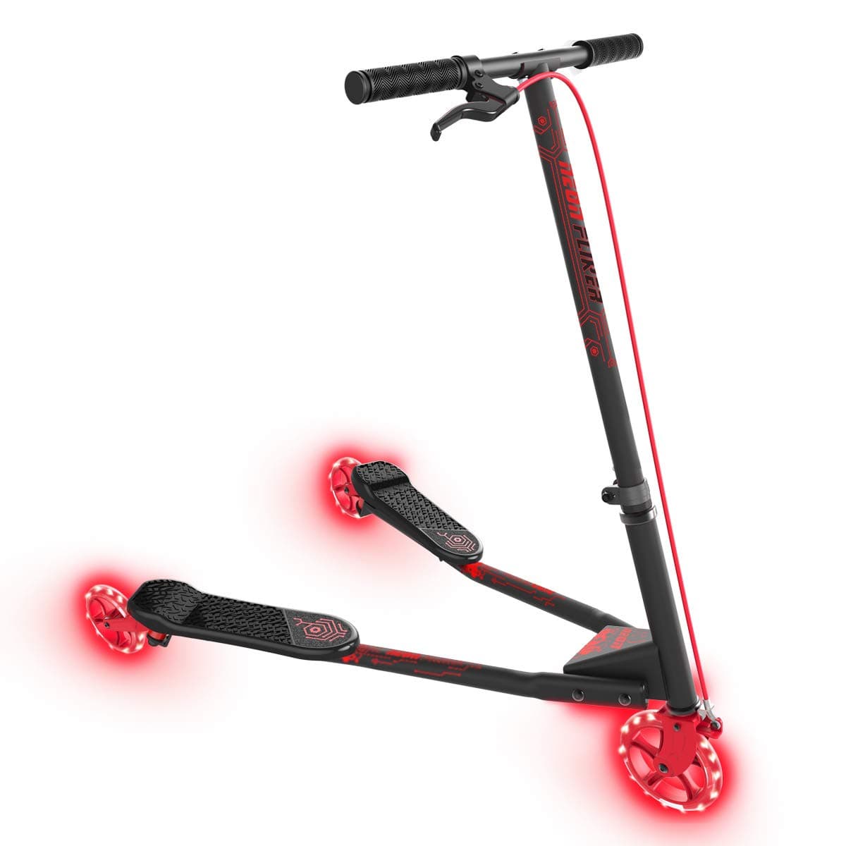 Yvolution Neon Fliker | Self Propelling LED Wiggle Scooter with Light Up Wheels for Kids Age +7