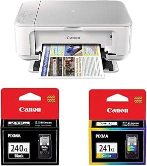 Canon PIXMA MG3620 Wireless All-in-One Color Inkjet Printe, White & PG-240XL ChromaLife 100 Black Ink Cartridge (5206B001) & CL-241XL ChromaLife 100 Color Ink Cartridge (5208B001)