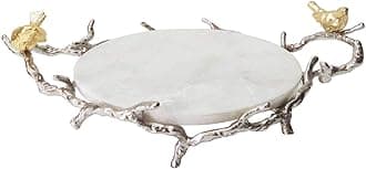 A&B Home Marble Round Branch Design Handles and Stand Tray, Shiny Nickel