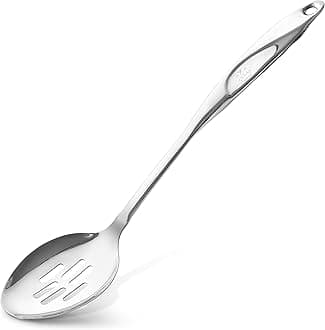 Stainless Steel Slotted Spoon - 15” Large Cooking & Serving Spoon with Ergonomic Handle - Durable, Rust-Proof, Heat-Resistant & Dishwasher Safe Kitchen Utensil for Cooking and Buffets