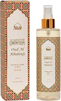 Oud Al Khaleeji Attar Al Faraash by Dukhni | 250ml Non Alcoholic Spray | Arabic Natural Mist | Air Freshener, Room Mist, Fabric & Linen Spray | Perfect for Prayer mats, beds, sofas, curtains