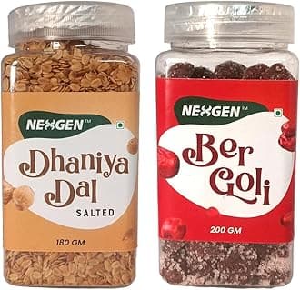 NEXGEN Ber Goli and Dhaniya Dal Salted Candy 380g | Sweet and Tangy Indian Candy | Roasted Coriander Seeds Snack | Natural Mouth Freshener for All Ages