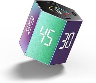 Ticktime Pro Pomodoro Timer, Productivity Cube Timer, Magnetic Flip Timer, Pause & Resume, Mute, Vibrate & Adjustable Sound Alert, for Task, Work, ADHD, 5/15/25/30/45/60min & Custom Countdown, Purple