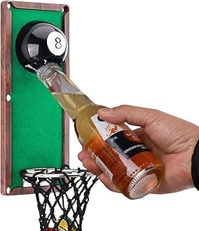 Snooker Magnetic Bottle Opener with Cap Catcher Collector, Beer Bottle Opener Wall Mount, Novelty Beer Gifts for Men Dad Husband Him for Man Cave Accessories, Pool Table Accessories, Home Bar, Garden