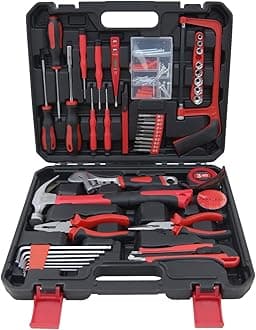 108-Piece Household Tools Kit Essential Home Repair Set with Plastic Toolbox Ideal for College Students, Home Use & More