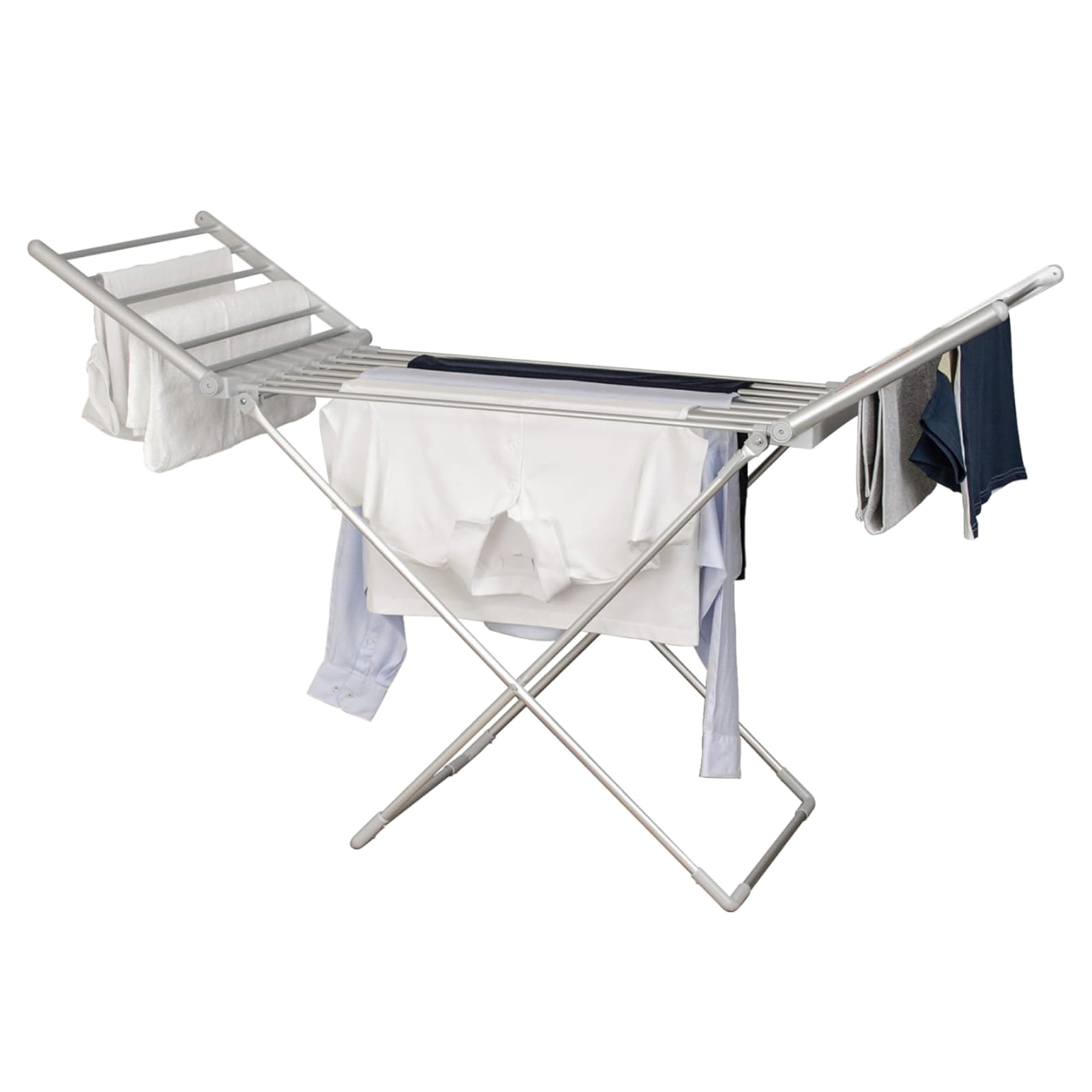 230W Heated Winged Clothes Airer, Foldable Aluminium Electric Drying Rack with 20 Rails and 94cm Wingspan, Low-Energy Indoor Laundry Dryer Stand, Silver (AHCA-230W1PKB)