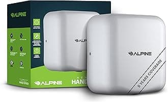 Alpine Industries Commercial Automatic Hand Dryer - High Speed Air Hand Dryer for Home, Restaurant, Bathroom, and High Traffic Areas. 1800 Watts / 110-120 Volts (White)