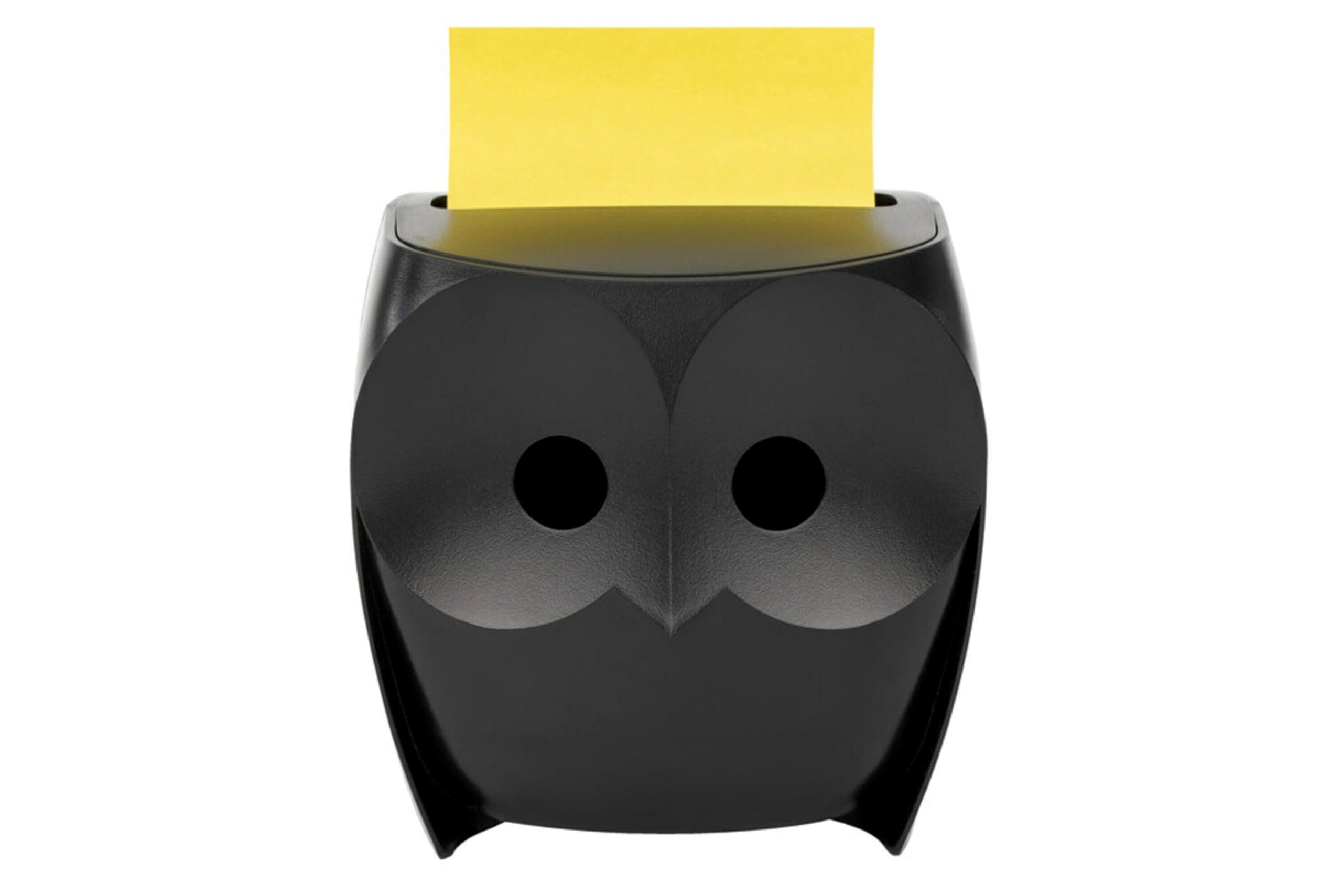 Post-it Note Dispenser, Sticky Note Holder, Black Owl Design, Includes 45 Sheets of 3 in x 3 in Citron Yellow Pop-Up Notes, Classroom or Office Supplies