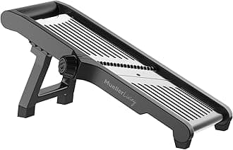 MuellerLiving Mandoline Slicer for Kitchen, Stainless Steel, Slice or Julienne, Vegetable Chopper, Fruit Slicer