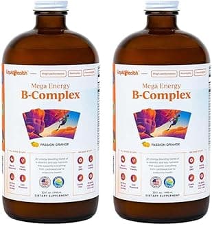 Mega Energy Methylated B-Complex, Adult Liquid Vitamin Supplement - Increase Energy, Relieve Stress & Fatigue, Immune Support, Heart & Gut Health - Made in USA, Vegan, Sugar-Free (2 Pack)