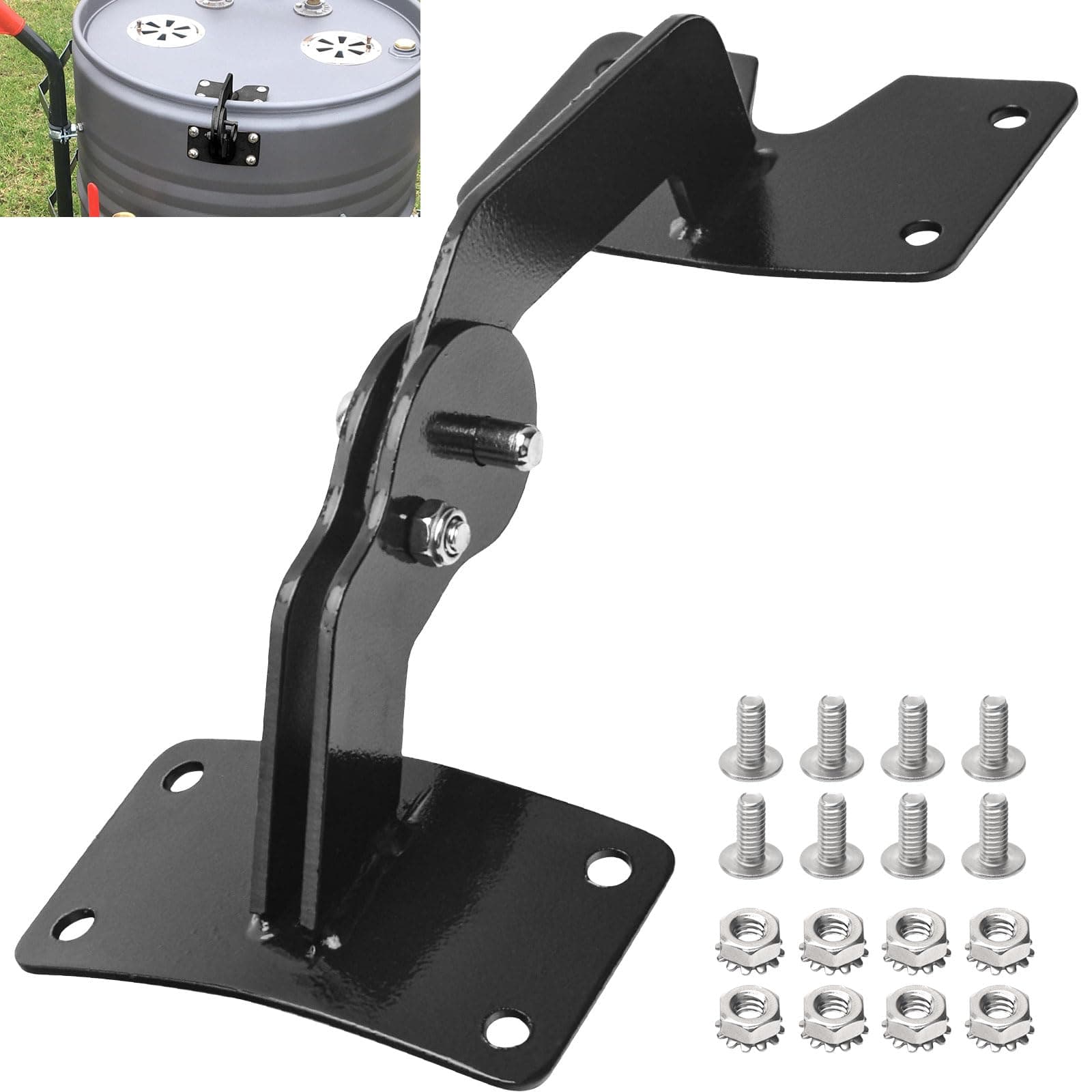Heavy Duty Lid Hinge with Quick Release & Hardware Compatible with UDS 55 Gallon Ugly Drum Smokers (Black)