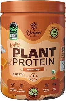 Origin Nutrition 100% Plant Based Protein Powder | 25g per serve Clean Protein | Pea & Pumpkin Seed Isolate | Easy to Digest | No Added Sugar | Filter Coffee Flavour | 7 servings 284g