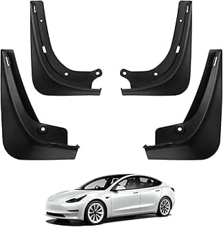 BASENOR 2017-2023 Tesla Model 3 Mud Flaps Splash Guards Fenders (Proprietary Design) No Drilling No Tape Mudflaps All Weather Protector Mudguards for Model 3 Exterior Accessories (Set of 4)