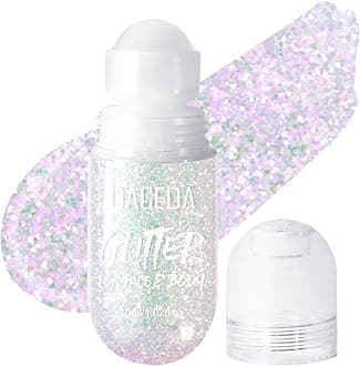 DAGEDA Body Glitter Gel, Roll-on Face Glitter for Mermaid Makeup Festival Rave Accessories, Holographic Hair Glitter Gel,Body Shimmer Halloween Makeup for Rave Party (Sparkling Pink)
