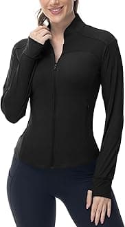 Women's Workout Athletic Jacket Lightweight Zip Up Yoga Slim Fit Tops with Pockets