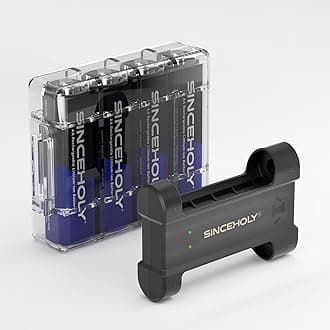 4pcs High Power 1.5V Rechargeable Lithium AA Batteries, 3600mWh Long Lasting Double A Li-ion Battery(with Charger 2 Bay)