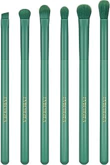 Eye Makeup Brush Set, 6 Pcs Professional Blending Eyeshadow Makeup Brushes for Concealer Eyebrows Eyeliner, Soft Hairs & Wood Handle (green)…