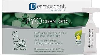 – Dermoscent | PYOclean Oto | Cat & Dog Ear Cleaner Solution | Dog Ear Drops to Stop Wax Build Up, Head Shaking, Discomfort, Ear Odour & Scratching | 10 Single-Dose Pipettes