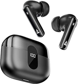 Airdopes 121 Pro Plus,100H Battery,4Mics ENx,Low Latency,Fast Charge, LED Display, Stream Ad Free Music via App Support, Bluetooth in Ear Earbuds, TWS Ear Buds Wireless Earphones with mic (Black)
