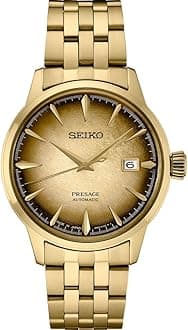 SRPK48 Men's Analog Automatic Watch - Gold Dial Gold-Tone Stainless Steel Band - Sapphire Crystal 100 Meters Water Resistant Depth Watch