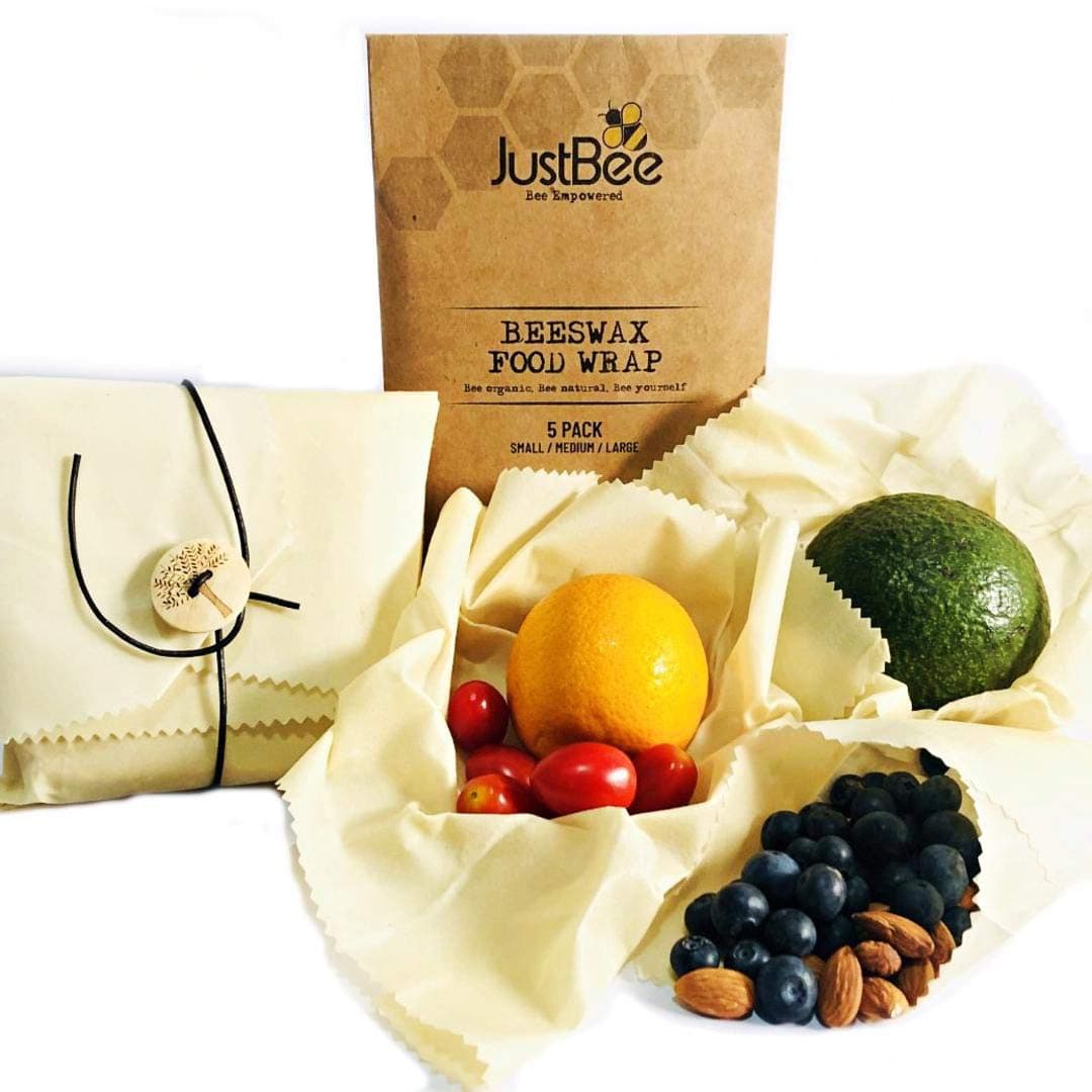 Beeswax Wrap - 5 Pack (2 x Small, 2 x Medium, 1 x Large) Made With 100% Organic Cotton - Plastic Free Food Storage - Eco-Friendly, Sustainable & Biodegradable
