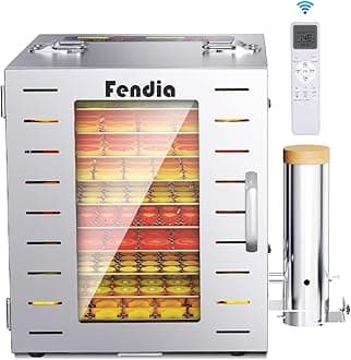 Food Dehydrator for Jerky, 10 Stainless Steel Trays, 1000W Fruit Dehydrator, 24H Timer and 194°F Temperature Control, Overheat Protection, Food Dryer for Jerky, Herbs, Fruit, Dog Treats, Remote
