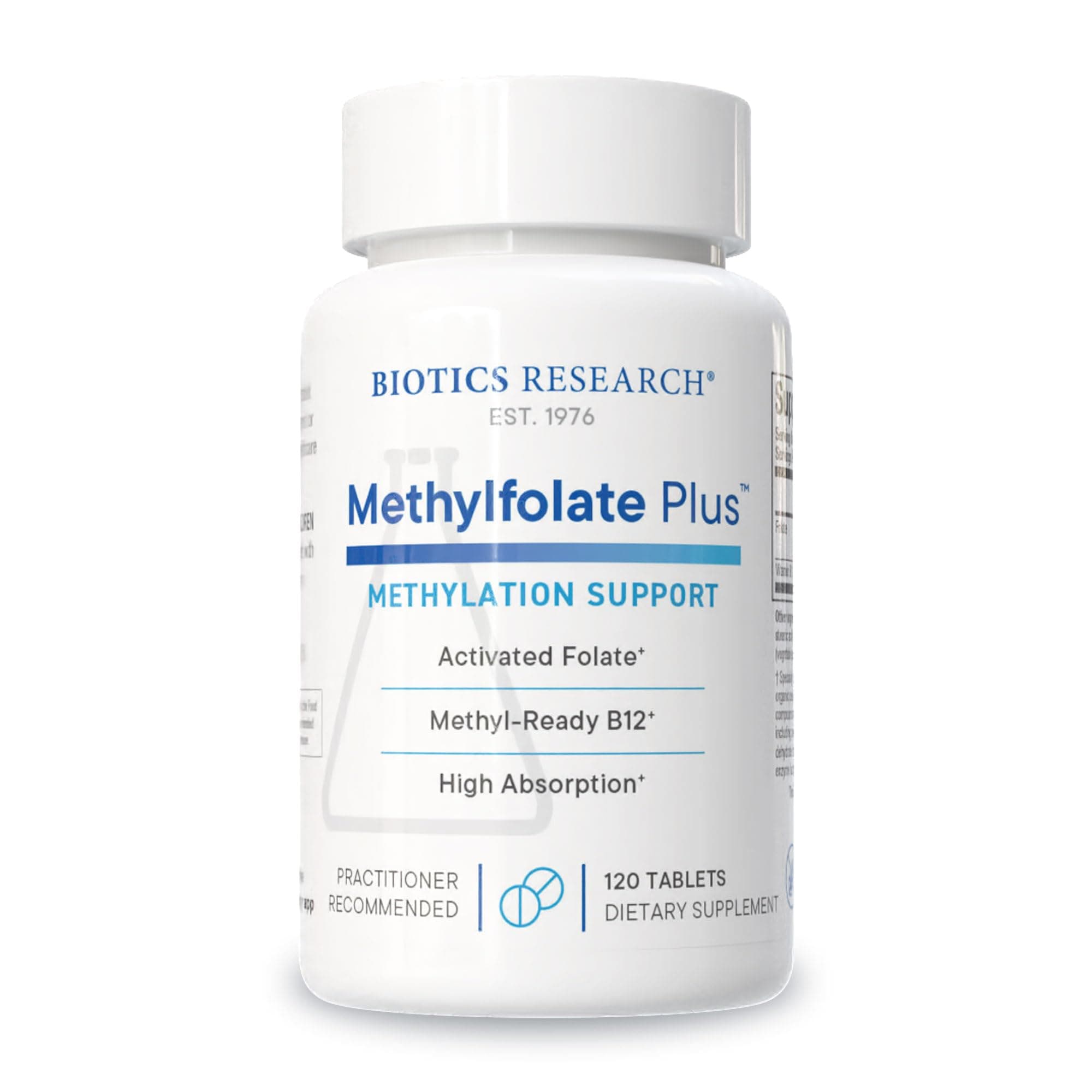 METHYLFOLATE Plus™ Methylfolate, Bioactive Folate + B12, Supports Cardiovascular Health, Fetal Development, Nerve Health, Methylation Support, Homocysteine Levels. 120 Tablets