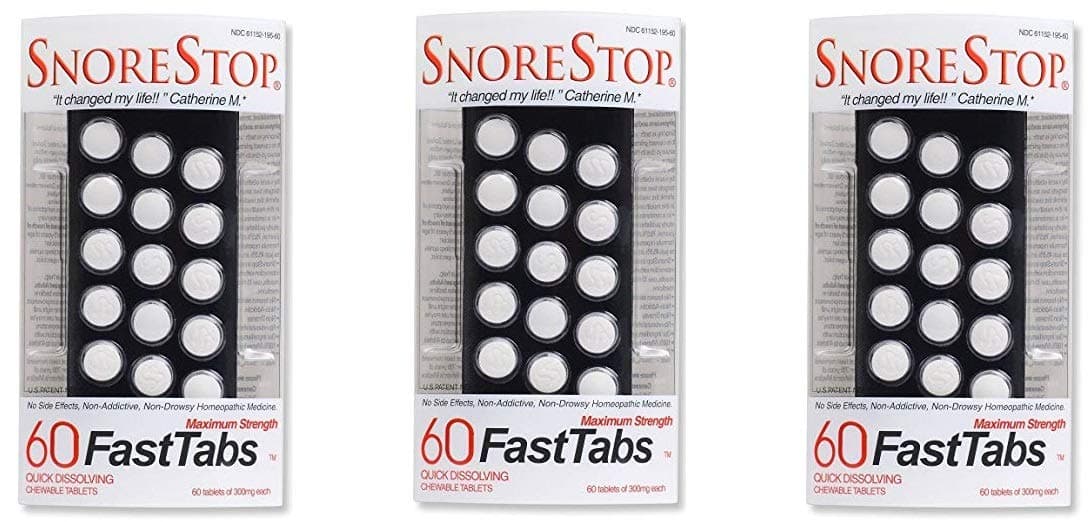 SnoreStop FastTabs Chewable Tablets Maximum Strength - 60 ct, Pack of 3