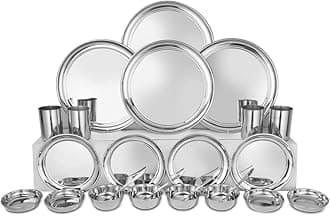 solid Stainless Steel Shagun Dinner Set (24 Pcs Set)