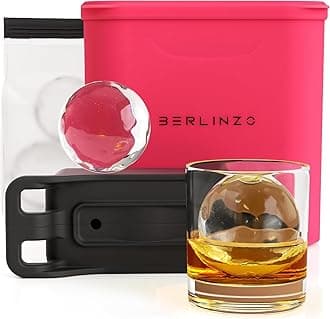 Berlinzo Premium Clear Ice Ball Maker Mold - Large 2.4-inch Crystal Clear Ice Balls for Whiskey Cocktail-New Easy-to-Remove Ice Sphere Mold - Storage Bag Included, Hibiscus (Non-Electric)