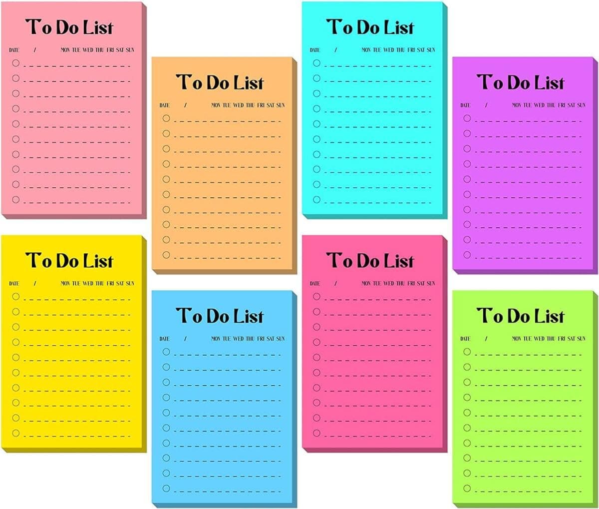 8 PCS To Do List Sticky Notes,400 PCS Neon Colors Self-Stick Post-it Notes Portable Planner Reminder Checklist Creative Daily to Do List Sticky Memo for Office Home School Planning Supplies