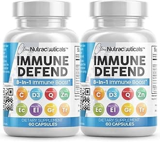 Immune Defense Support Supplement 8 in 1 w/ Zinc 50mg Quercetin, Vit C 1000mg, Vitamin D3 5000 IU, Elderberry, Turmeric Curcumin, Ginger, Echinacea - Immunity System Booster Adults Vegan - 60Ct (2)