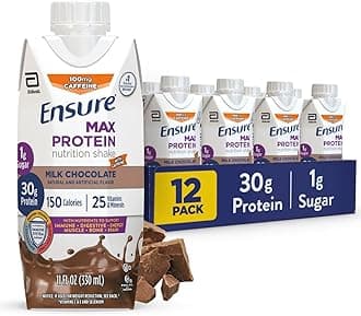 Max Protein Shake | Milk Chocolate with Caffeine | Ready to Drink | 30g Protein for Muscle Health | 1g Sugar, 4g Fiber | 11 fl oz, 12 Pack