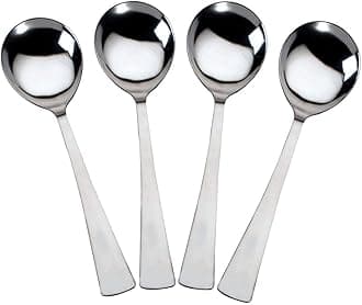 Parage 4 Pieces Stainless Steel Serving Spoon Set for Dining Table/Kitchen, Big Cooking Spoons Set, 21 cm Length Chamcha, Dining Tableware Set of 4, Silver
