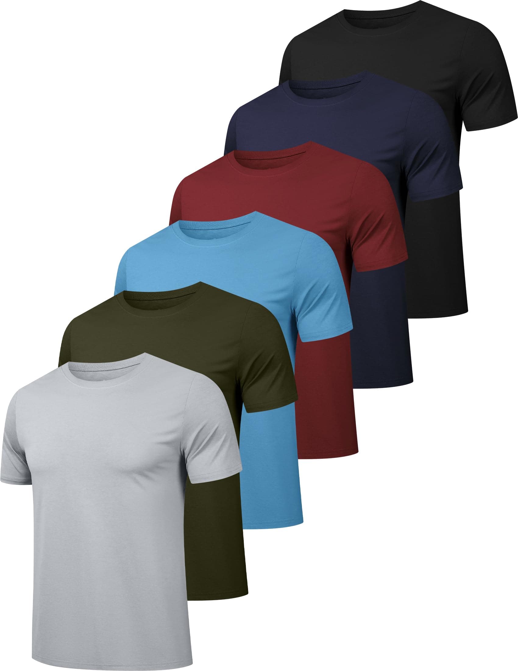 5 Pack Workout Shirts for Men Short Sleeve Athletic Active Tops Quick Dry Crew Neck T Shirt for Running