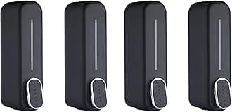 BATH GURU ABS Plastic Liquid Soap Dispenser for Bathroom, Kitchen, Shower Gel, Shampoo, Sanitizer, Pack of 4, 350 Ml, Slim Black