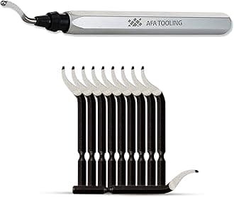 AFA Tooling - Deburring Tool with 11 High Speed Steel Swivel M2 Blades - Works on Metal, Resin, PVC Pipes, Copper, Plastic and 3D Printed Edges - Plumbing & 3D Printing Burr Removal Reamer Tool