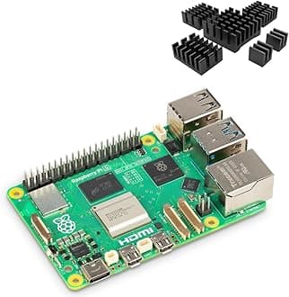 Raspberry Pi 5, Single Board Computer, 8GB RAM, 2.4GHz 64-bit Quad-core Arm Cortex-A76 Processor, Bluetooth 5.0, BLE Wireless with Vilros 6 Piece Heatsink Set