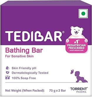 Tedibar Baby Bathing Bar | For Baby’s Sensitive Skin | Gentle Cleansing, Skin-friendly, pH 5.5, 75gm, Pack of 2