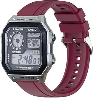 Replacement Wristbands for Casio AE 1200 / W 218H / AE 1300 / F 91W / W 218H / AQ S810W, Silicone Watch Straps Bracelet Strap for Casio W 219 / F 108WH / AE 1000W / SGW 500H