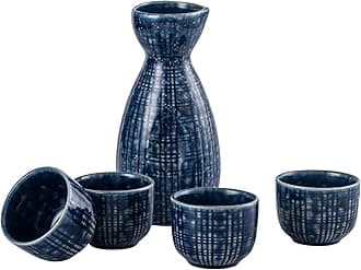 - UNICASA Sake Set 5 Pieces,Traditional Sake Cups, Ceramic Cup Crafts Wine Glasses, Include One Sake Bottle 210ml and Four Sake Cups 50ml