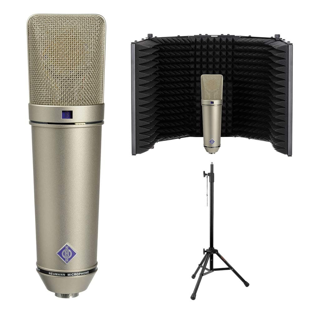 U 87 Ai Condenser Microphone (Nickel) Bundle with Reflection Filter & Tripod Mic Stand