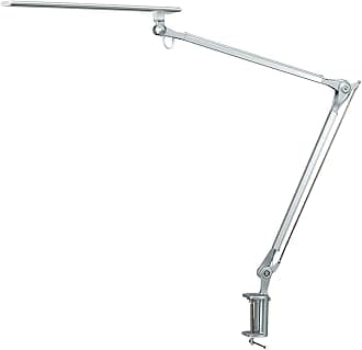 PHIVE CL-1 Architect Desk Lamp, LED Clamp on Desk Light with Metal Swing Arm, Eye-Caring Dimmable Drafting Table Lamp, Highly Adjustable Architect Task Light for Home/Office, Silver