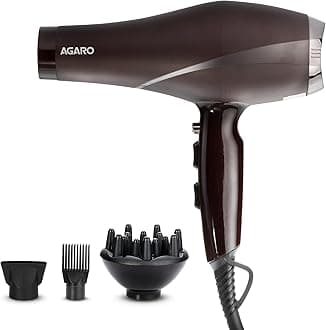 HD-1120 2000 Watts Professional Hair Dryer with AC Motor, Concentrator, Diffuser, Comb, Hot and Cold Air, 2 Speed 3 Temperature Settings with Cool Shot For both Men and Women, Black