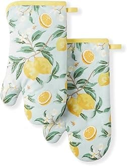 Lemon Whimsy Oven Mitt 2-Pack Set, Yellow, 7"x13"