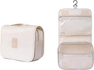 Arabest Toiletry Bag, Large Capacity Hanging Cosmetic Bag with Hanging Hook, Full Sized Travel Toiletry Bag Detachable Makeup Pouch, Waterproof Makeup Bag for Men and Women (Beige)