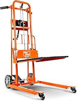 SuperHandy Material Lifting Winch Stapler, Pallet Trolley, Lifting Table, Fork Lift, 150 kg, 100 cm Maximum Lifting Capacity with 20 cm Wheels, Swivel Castors [Patent Pending]