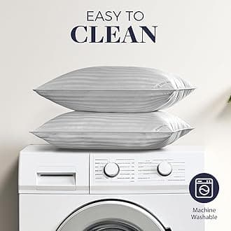 Basic Beyond Bed Pillows Queen Size Set of 4 - Down Alternative Pillows for Sleeping, Soft 20 x 28 Inches 4 Pack Queen Pillows for Back, Stomach or Side Sleepers, Silver