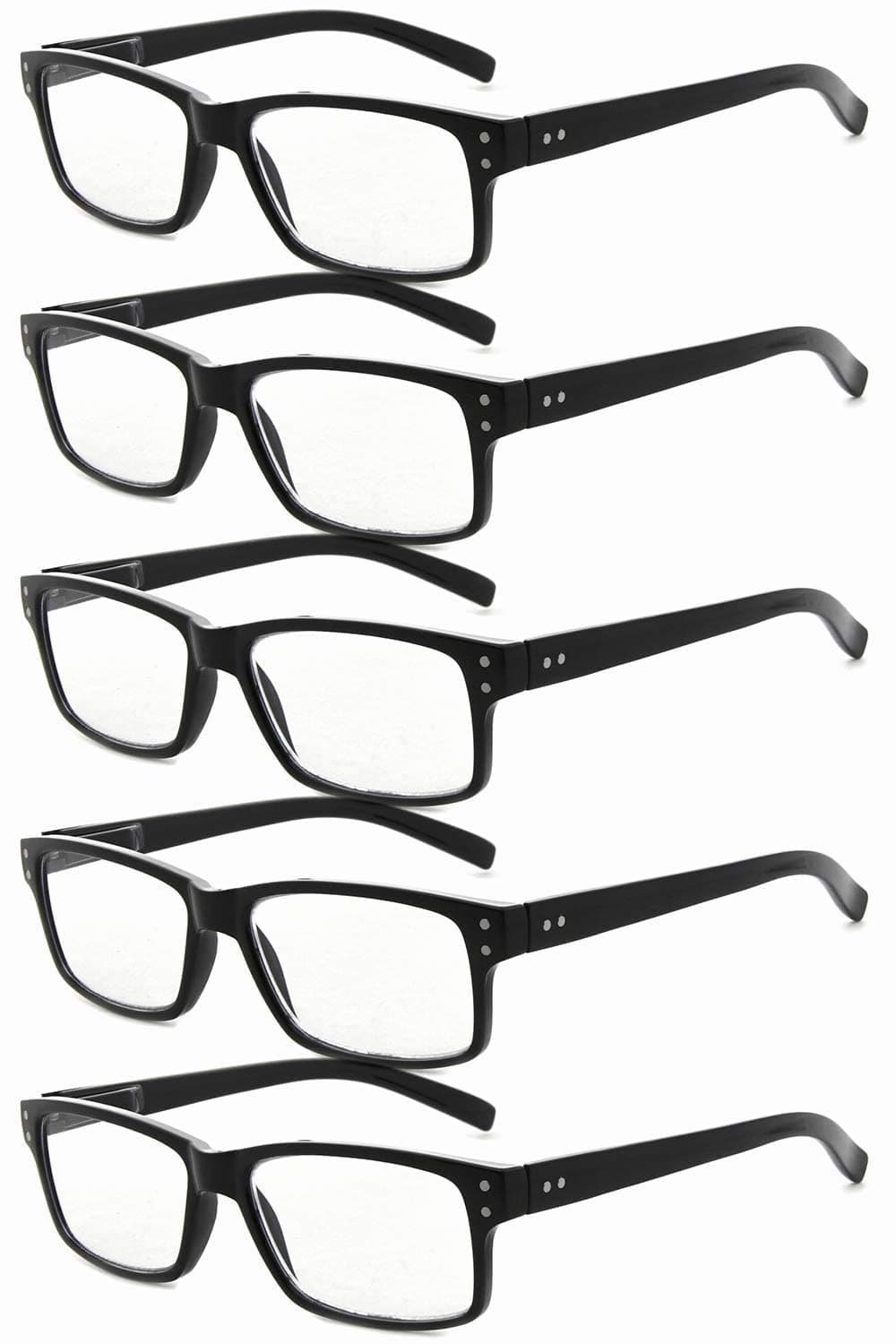Eyekepper 5 Pack Reading Glasses for Men Spring Hinges Classic Readers